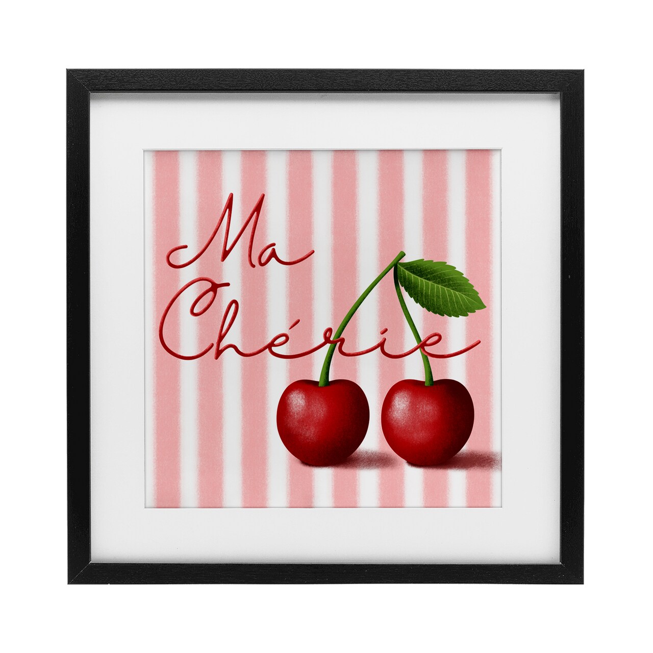 Stupell Industries Ma Cherie Stripes & Cherries Framed Print Under Glass, design by Marcus Prime